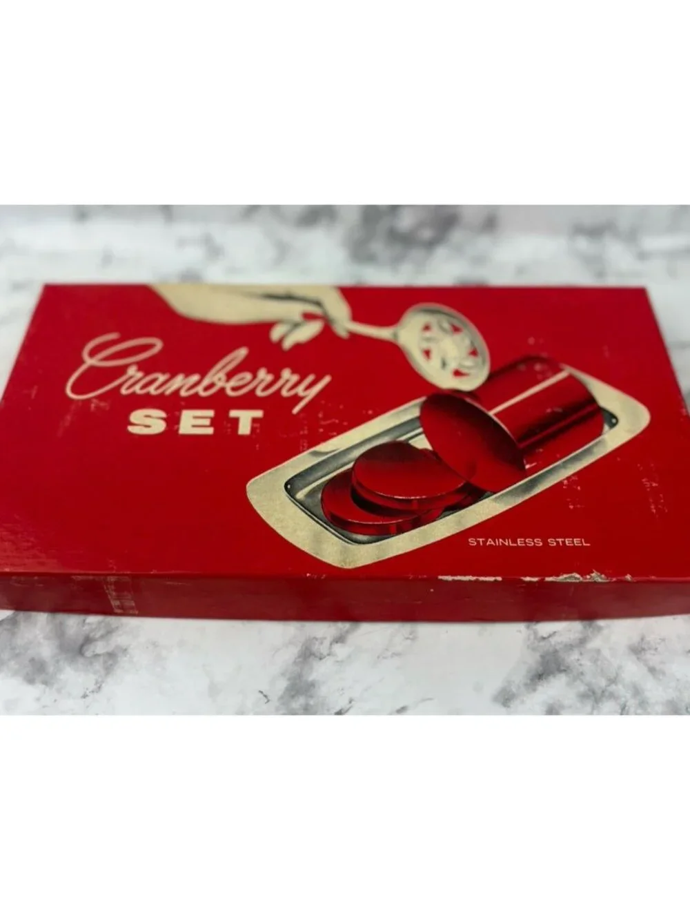 *Vintage Leonard Stainless Steel 18/8 Cranberry Serving Set Holiday Thanksgiving